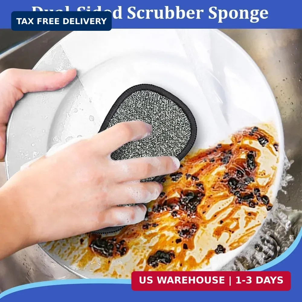Dish Sponges Kitchen, 12 Pack Multi-Purpose Microfiber Scrub Sponge - Dual-Sided