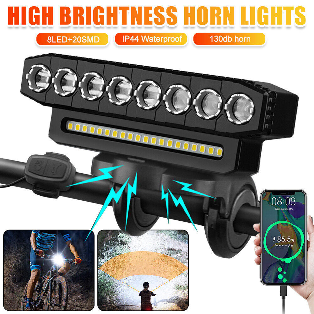 Super Bright Bicycle Front Headlight LED Bike Light USB Rechargeable Waterproof