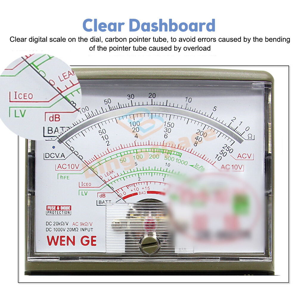 Multimeter DC AC Analogue Meter DE-960TR Multitester Resistance Volt Current Ohm