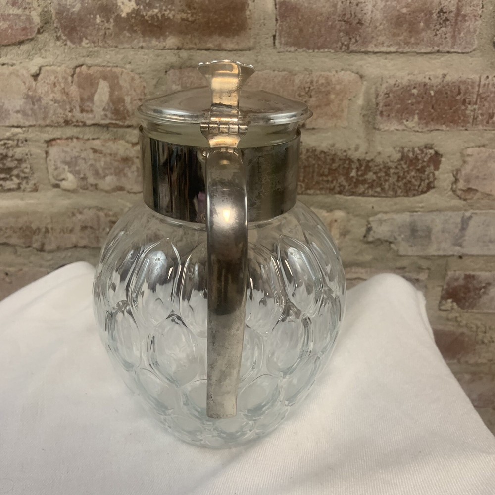 Silver And Glass Vintage Water Lemonade Pitcher