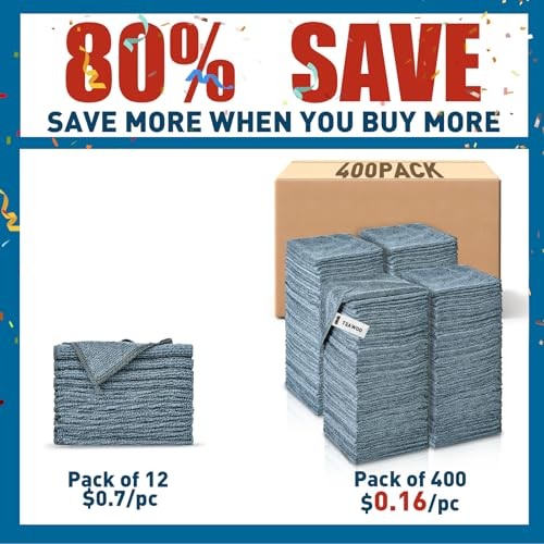 Gray Microfiber Cleaning Cloths Bulk Pack-Microfiber Towels Bulk, 400 Pack Grey