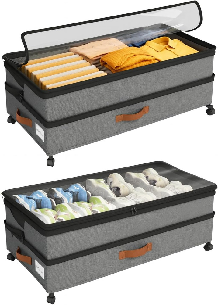 Expandable under Bed Storage with Wheels 2 Pack – Large under Bed and Closet Sto
