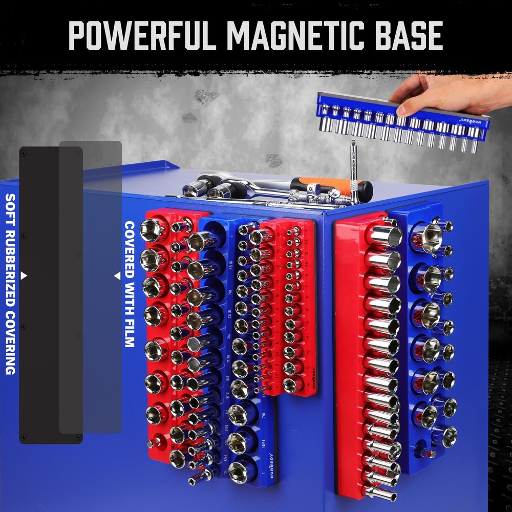 8-Piece Magnetic Socket Organizer Set, Magnet Socket Holder, 1/4", 3/8", 1/2"...