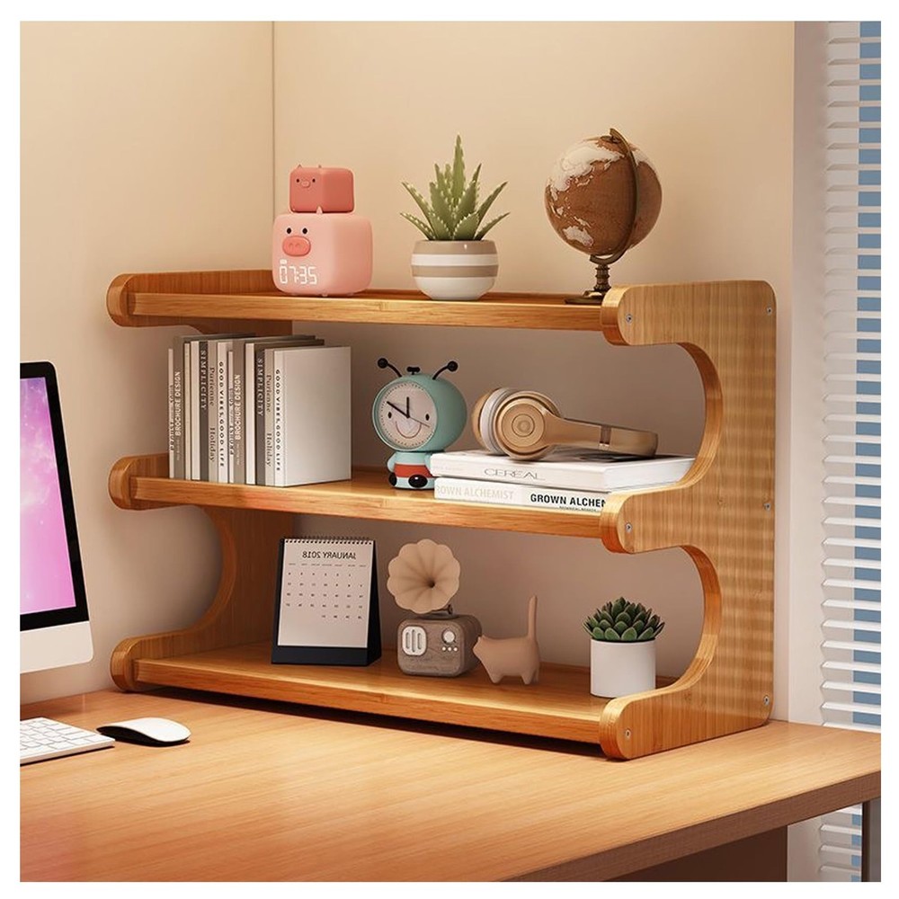3 Tier Bookshelf for Desktop, Storage Rack, Desktop Organization