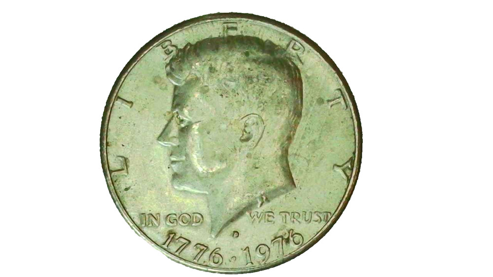 1976D Kennedy Half Dollar Error Coin - Filled "D" Mint Mark Error - 297