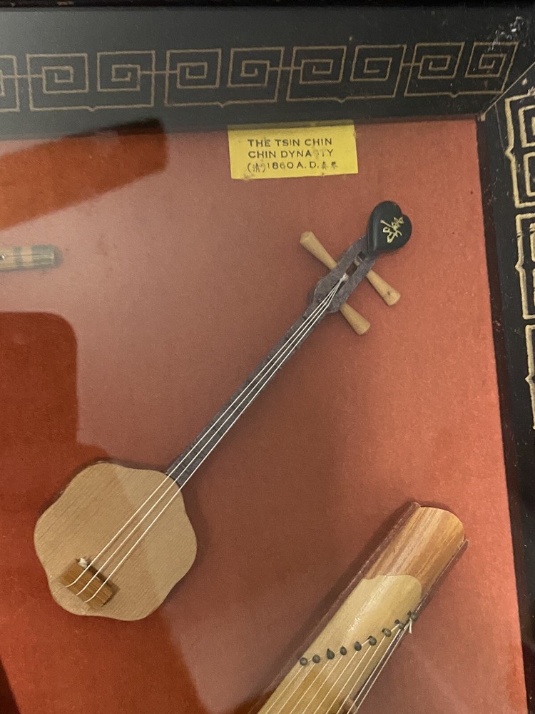 Ancient Chinese Dynasty Miniature Musical Instruments Shadow Box Display