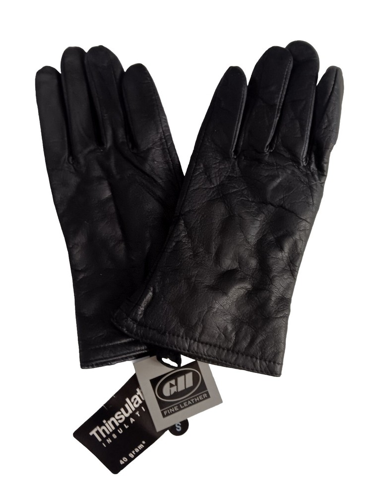 Women's Thinsulate Leather Small Black Gloves