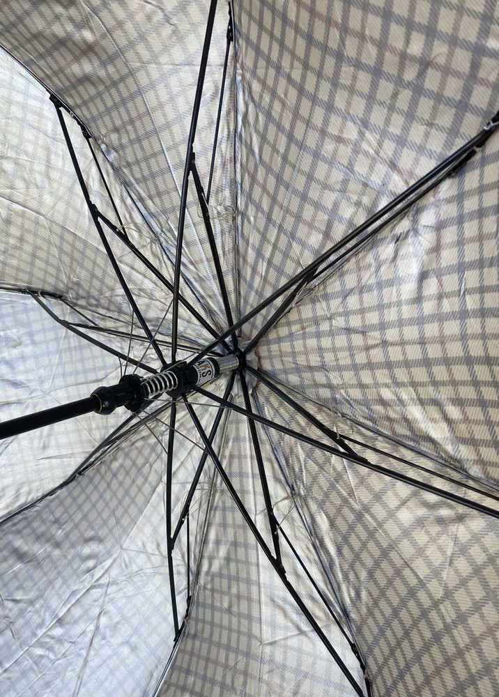 Authentic DAKS London Folding Umbrella Plaid Checkered Design Blue Green Red EUC