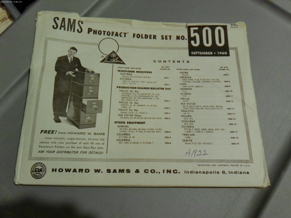 SAMS PHOTOFACT FOLDER SET NO.500