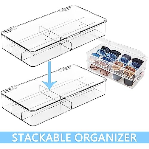 Acrylic Eyeglass Organizer, Stackable Sunglasses Case Storage Organizer with