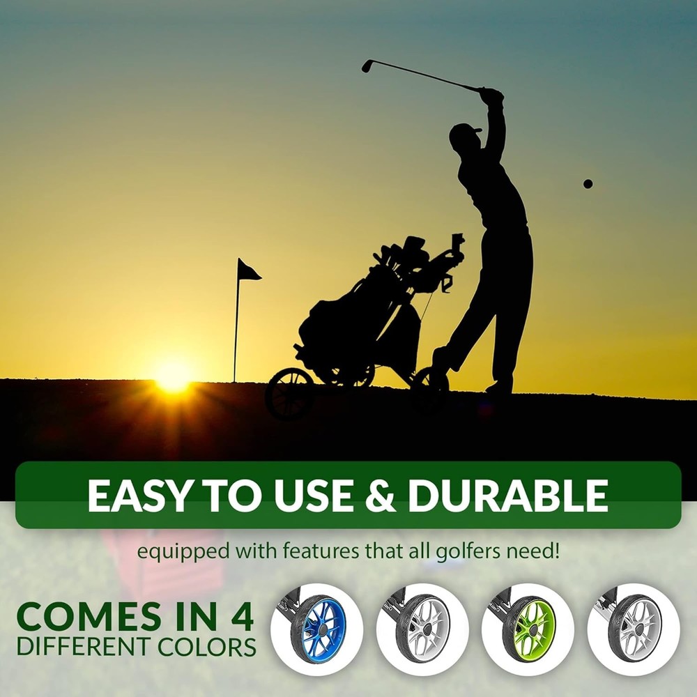 Golf Push Cart - Lightweight 3 Wheel Foldable Cart with One-Click 2-Step Fold...