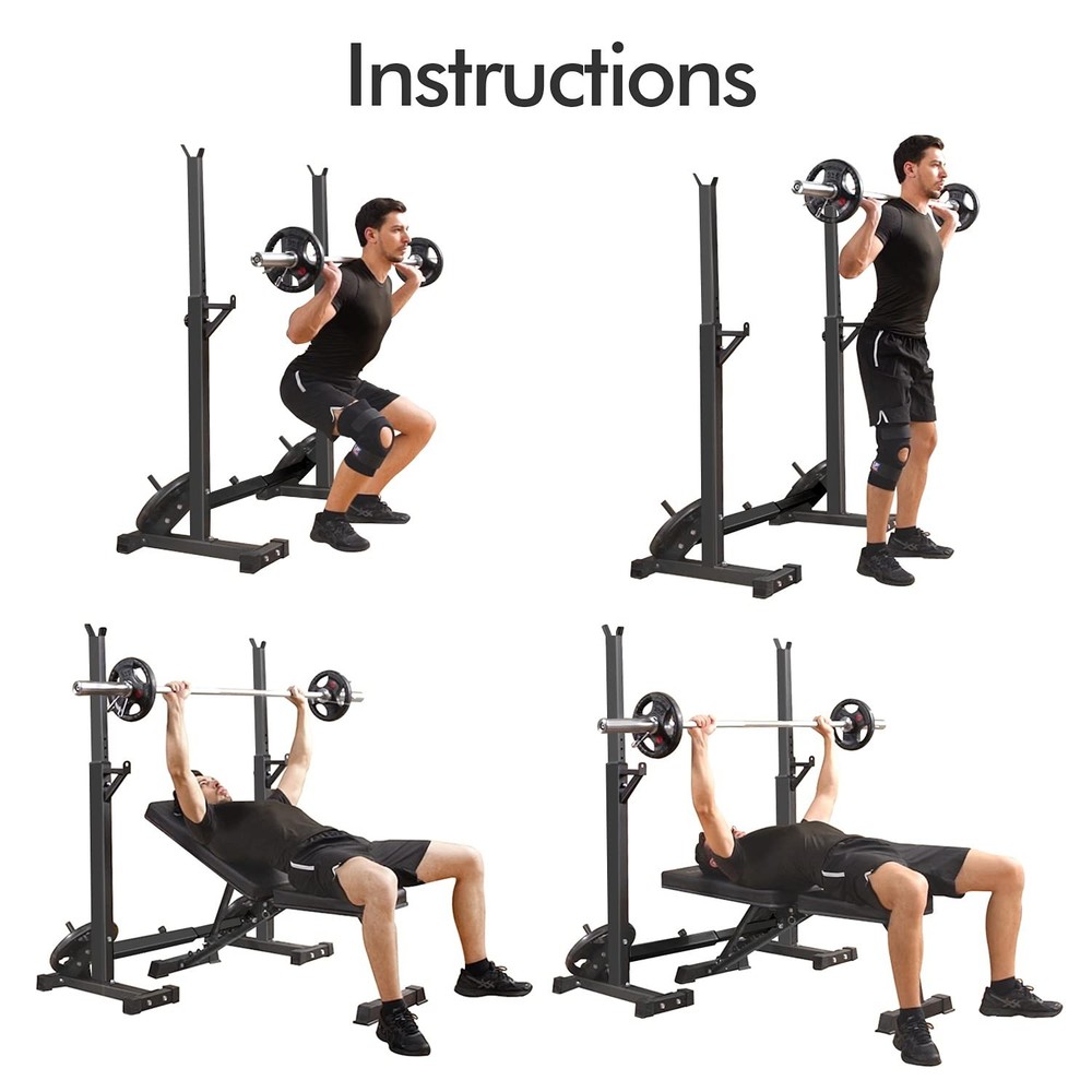 CANPA Adjustable Squat Rack Stand Multi-Function Barbell Rack Weight Lifting ...