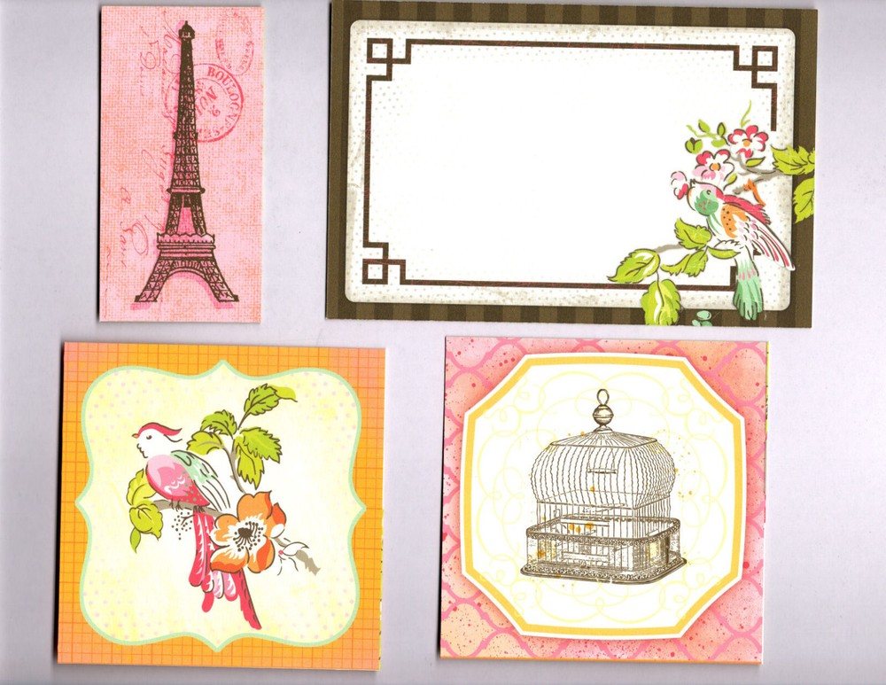 Snippets ENGAGING (12PC) HANDMADE EPHEMERA PIECES/CARDS Double-Sided
