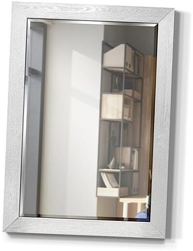 Rustic Rectangular Silver Wood Frame Vanity Body 41"L x 29"W Metalic Silver