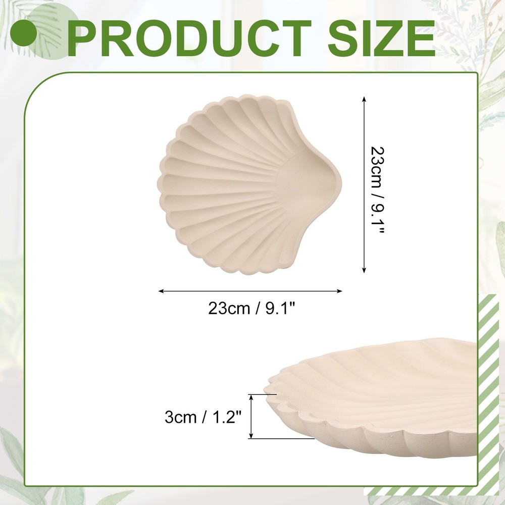 Wooden Decorative Tray, Shell Shape Serving Tray for Coffee Table, Beige