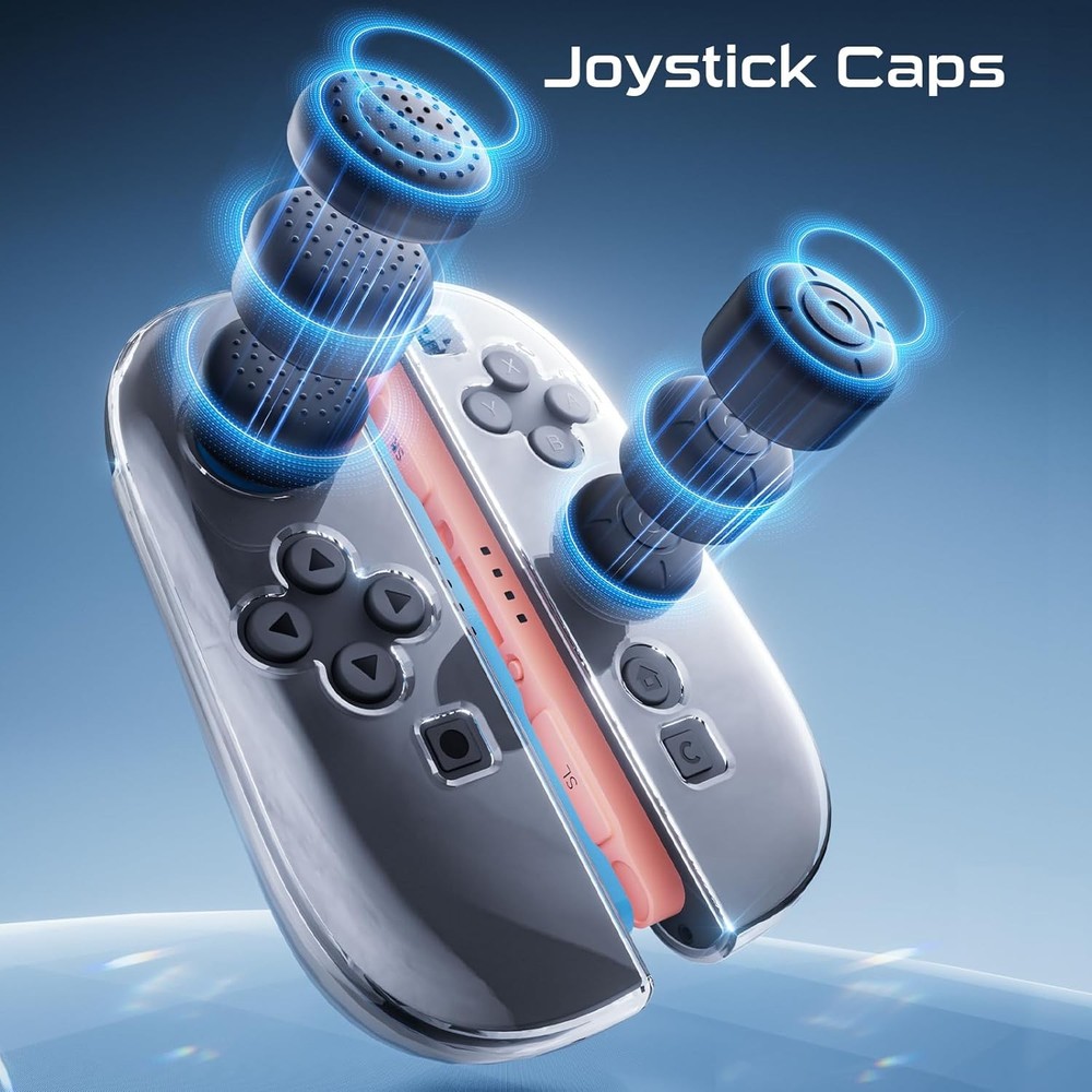 6 Silicone Thumb Caps + Dockable Cover TPU Case + Screen Protector for Switch 2