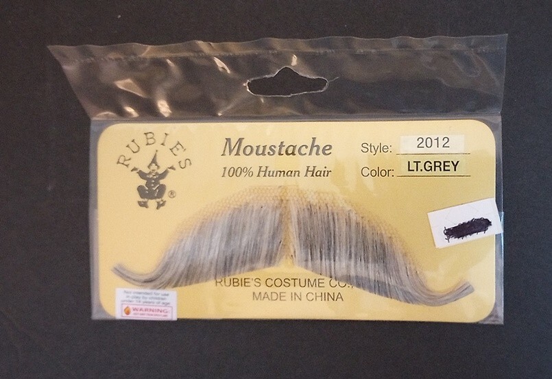 100% Human Hair Light Grey Mustache By Rubies 2012 - (A1)