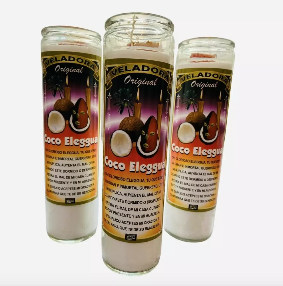 Coco Eleggua Veladora, Coconut Elegua Fixed Candle.