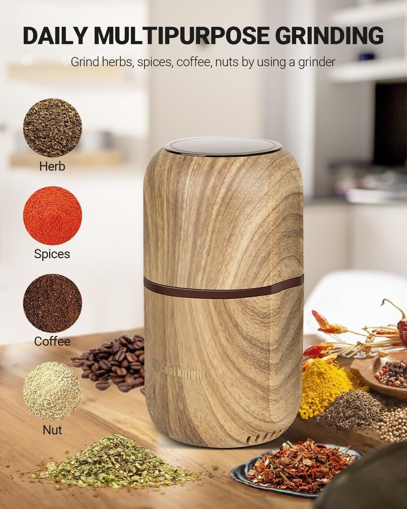 Large Capacity Electric Spice Grinder with Safety Features & Visual Lid
