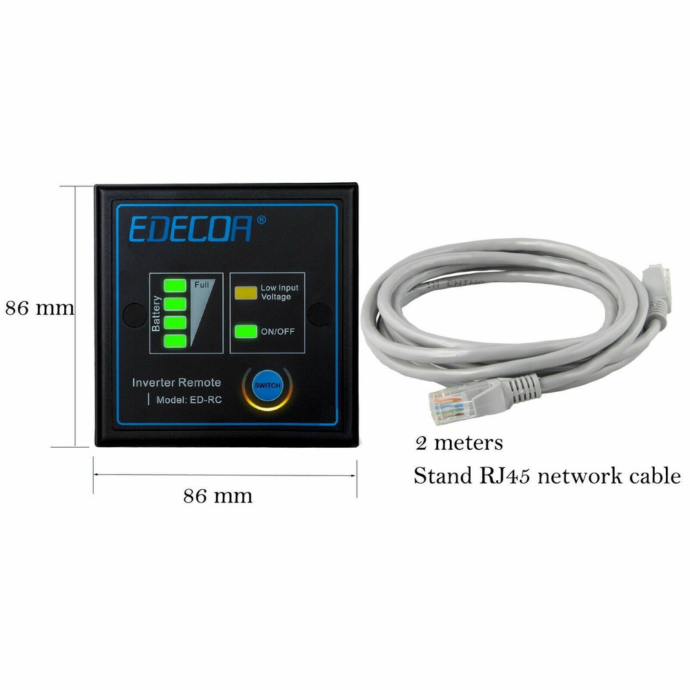 Remote Control for 12V EDECOA Inverter 4-meter long RJ45 remote control cable