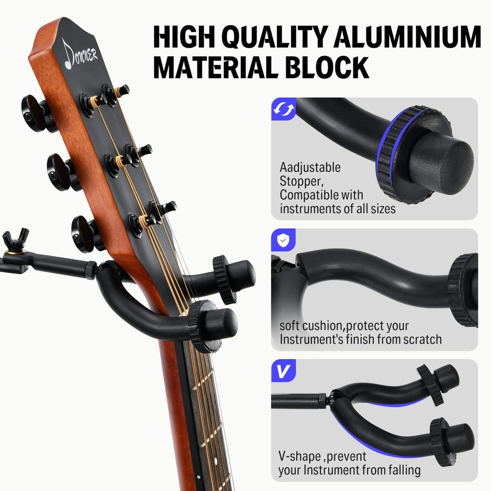 5 Guitar Wall Mount Rack Adjustable Hangers Easy Install Space Saving Design
