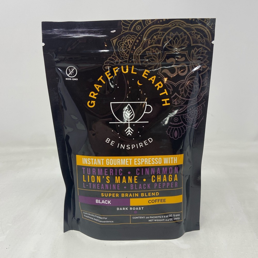 Grateful Earth Mushroom Coffee Black Espresso 20 Packets