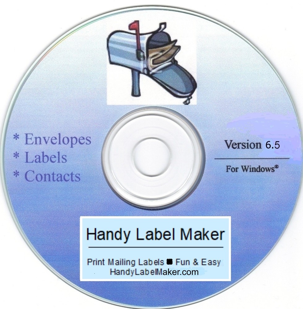 Software prints mailing labels. Home/Office Mass mailing, mail list Address book