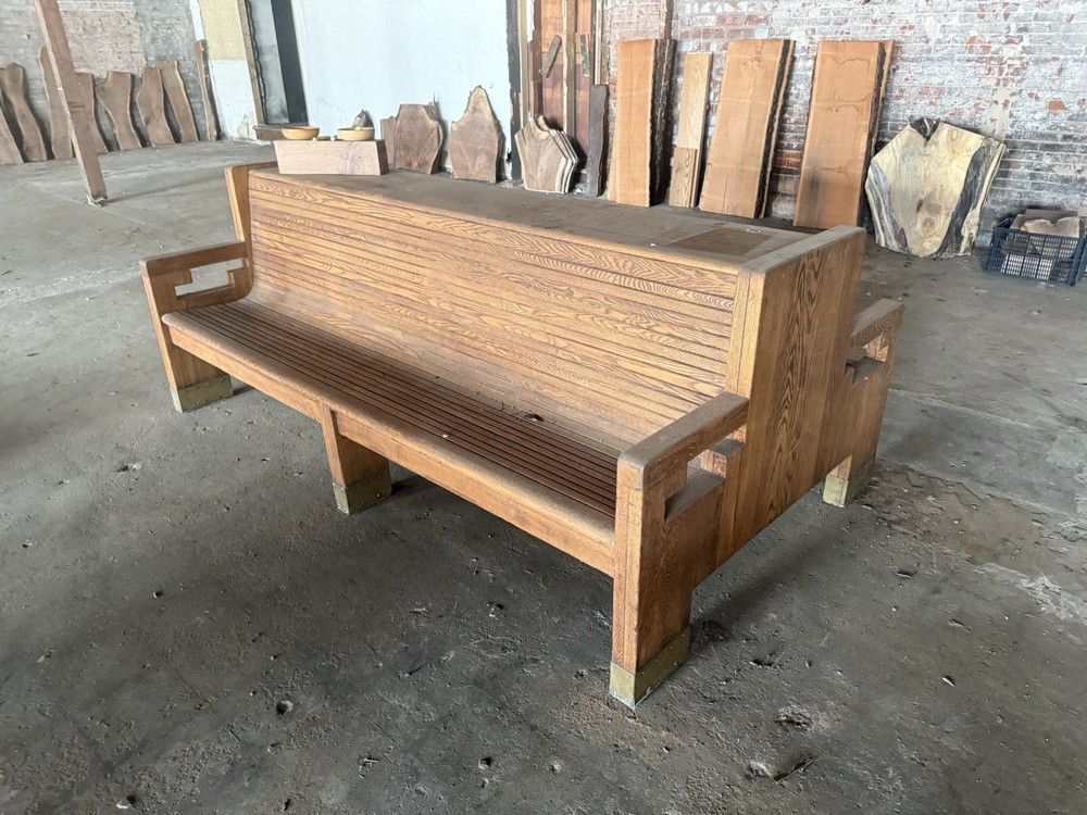 1920’s Train Bus Station Bench Solid Oak