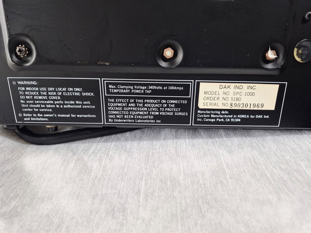 DAK SPC-1000 Stereo Power Controller Surge Protector Fully Functional