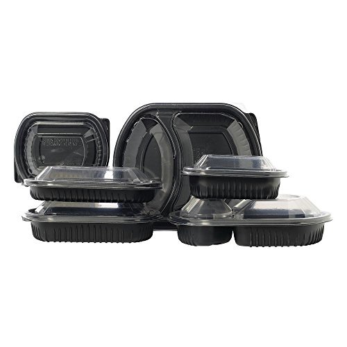 Meal Master 21/4 1/2/4 1/2 oz 3-Compartment Oval Black Polypropylene Base - 9