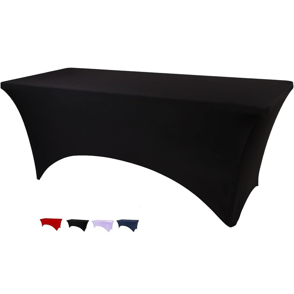 2PCS Spandex Fitted Tablecloth Rectangular Stretch Table Cover for Wedding Party