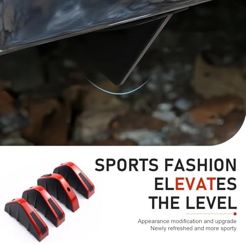 Car Lower Bumper Lip Diffuser, Anti-scratch Triangular-shape Bumper 4 PCS Red