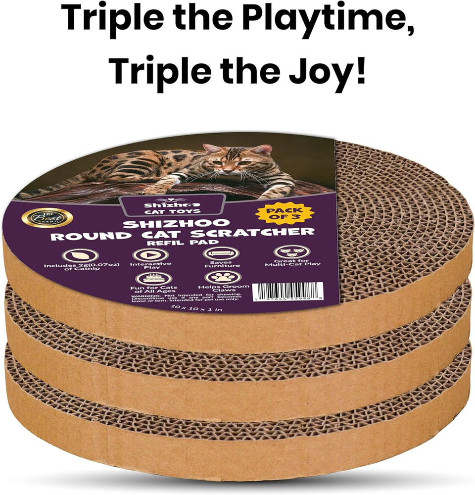 Scratch and Spin Cat Scratcher Replacement Pads for Active Play, Natural Recycle