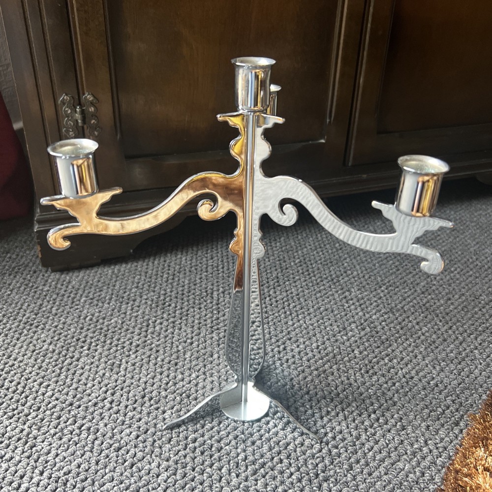 Luxury Chromium Three Arm Candle Holder