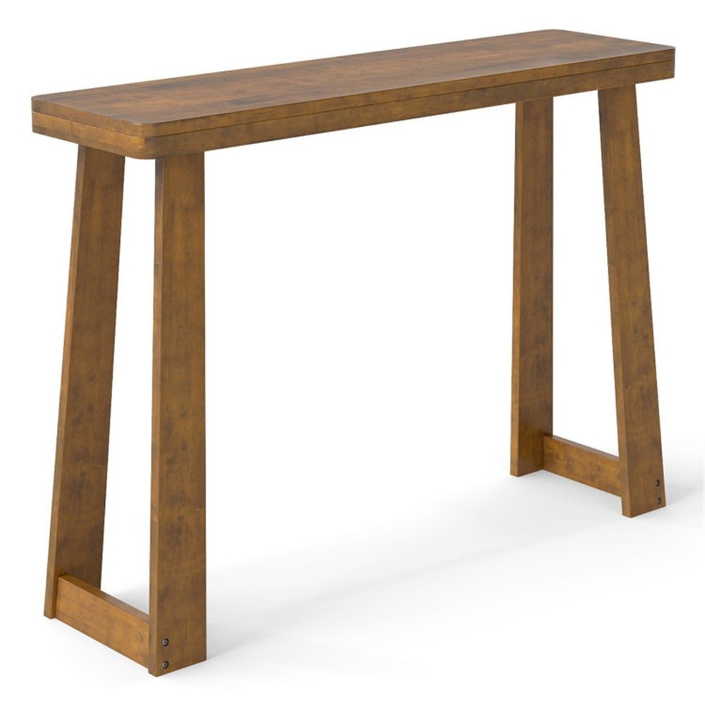 Walnut Solid Rubberwood Narrow Console Table, 43"Space-Saving Entryway Table
