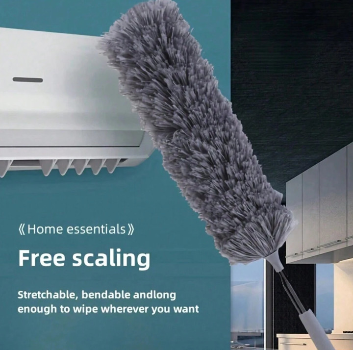 Retractable Stainless Steel Microfiber Duster for Household Dust Removal