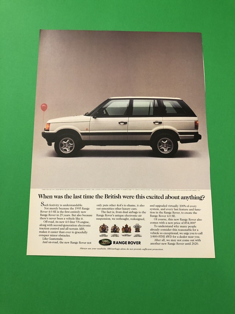 1994 1995 RANGE ROVER ORIGINAL VINTAGE PRINT AD ADVERTISEMENT A2