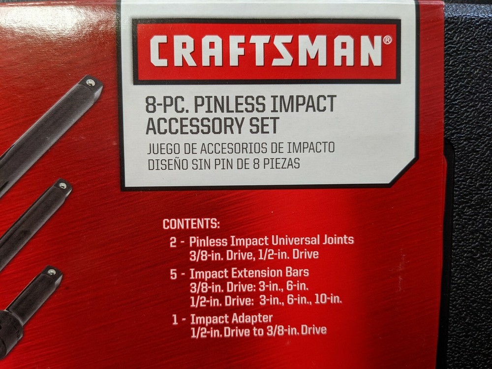 Craftsman Hand Tools 8 pc Impact Accessory Set w Case Pinless Universals U-Joint