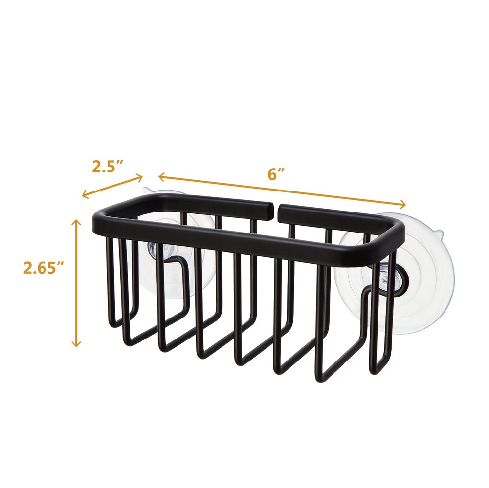 SunnyPoint NeverRust Kitchen & Bathroom Sink Caddy 6" x 2.5" x 2.65", Black
