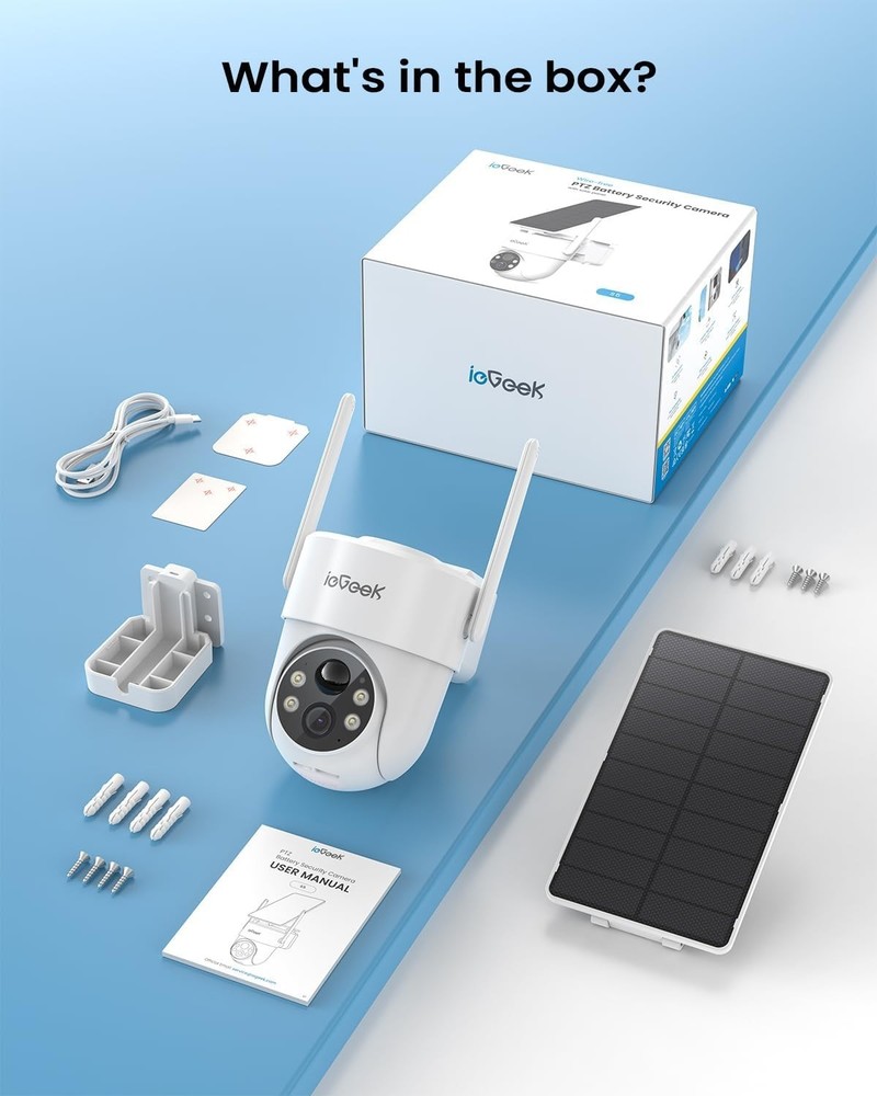 ieGeek Outdoor Solar Security Camera Wireless WiFi with Removable Solar Panel