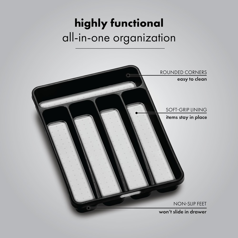 Silverware Tray bin set 5 Compartment Granite storage bin organizer