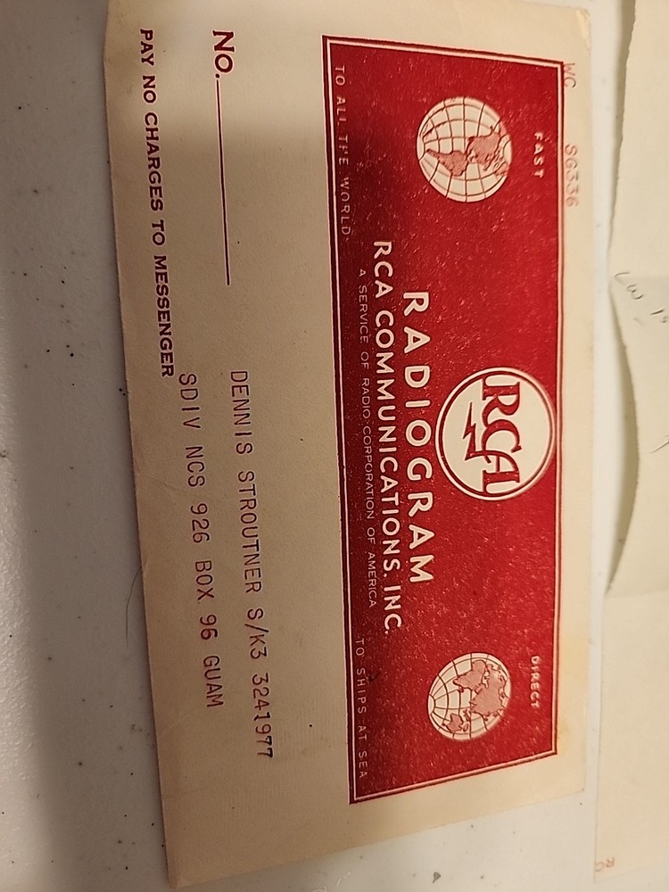 Radiogram From US Serviceman From Guam 1954