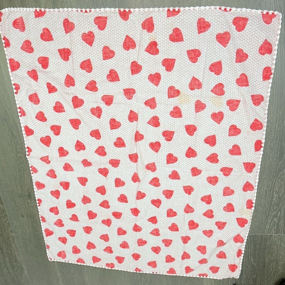 Handmade Red & White Lightweight Blanket Hearts