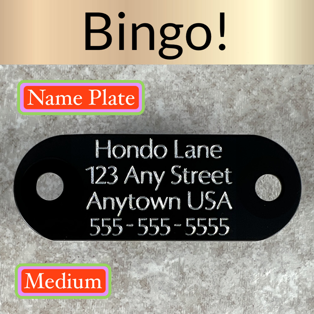 Custom Engraved Dog Tags Personalized Dog Collar ID Tags NAME PLATE BLACK MEDIUM