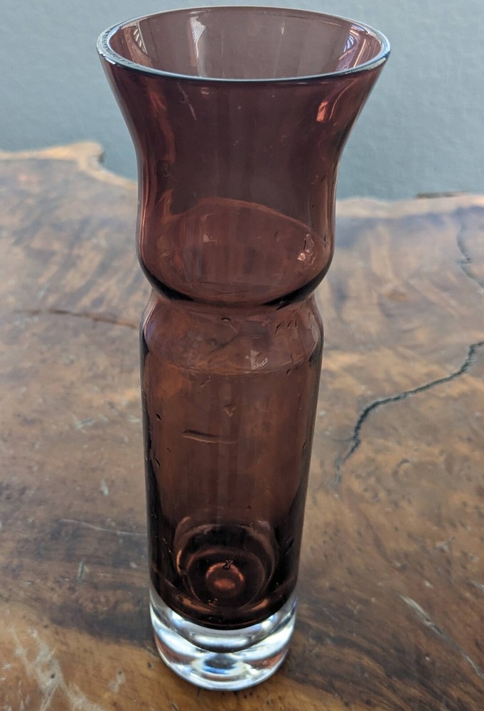 Enesco Amethyst Hand Blown Vase Bubble Bottom 8"