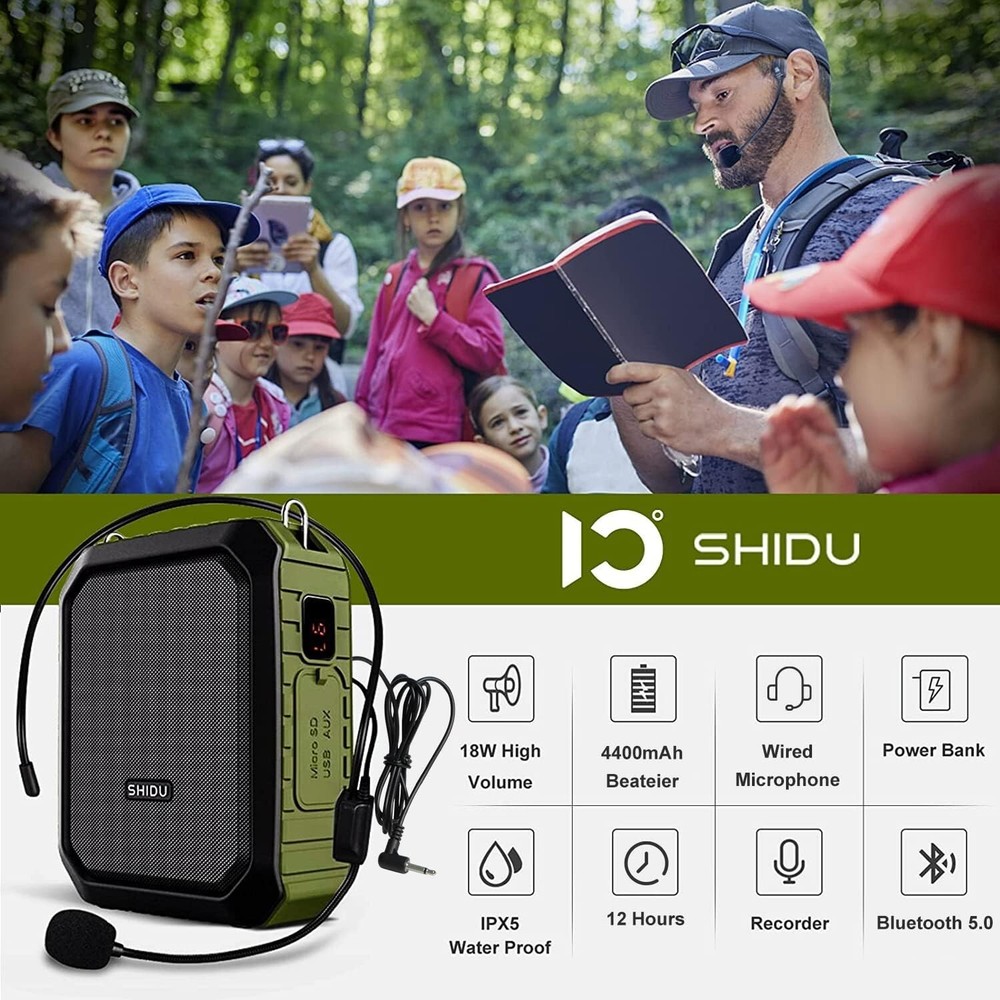 SHIDU Portable Voice Amplifier M800UHF Includes Mic & Bluetooth Speaker