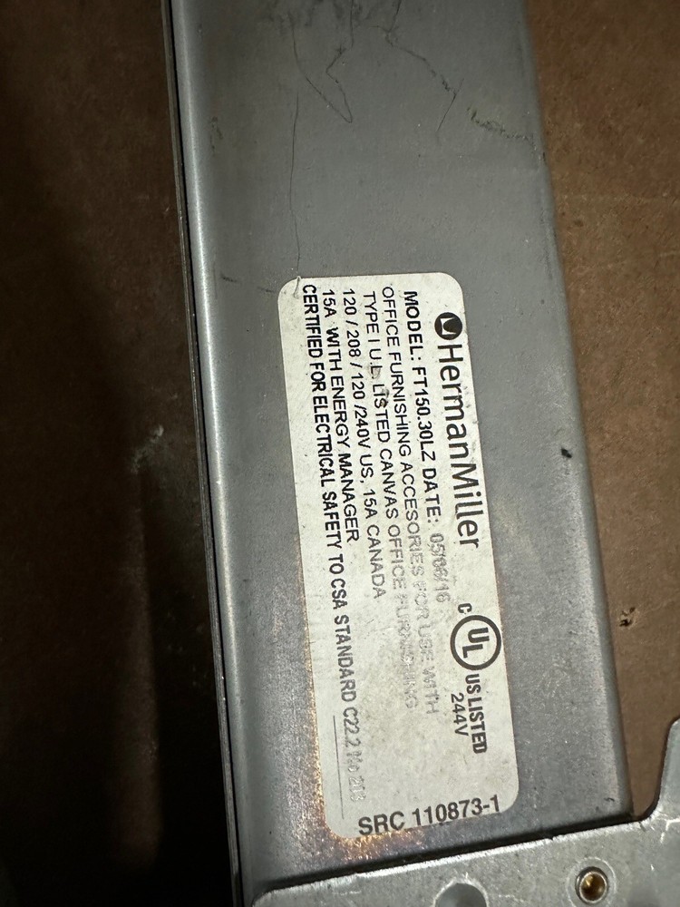 Herman Miller Power For Cubicles / Panels . Model #FT150, 36LZ