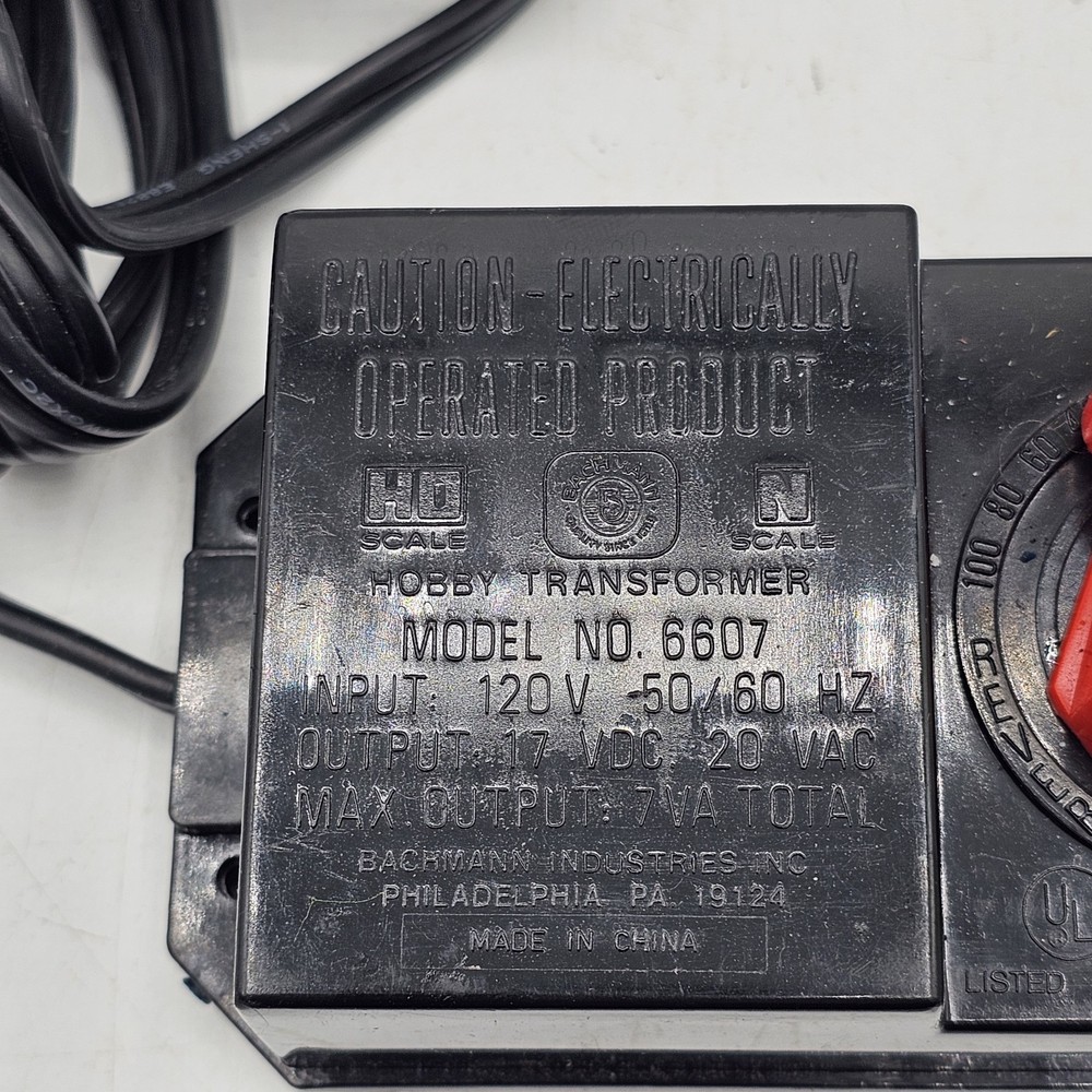 Vintage Bachmann Hobby Transformer Model 6607 Train Control Power Pack