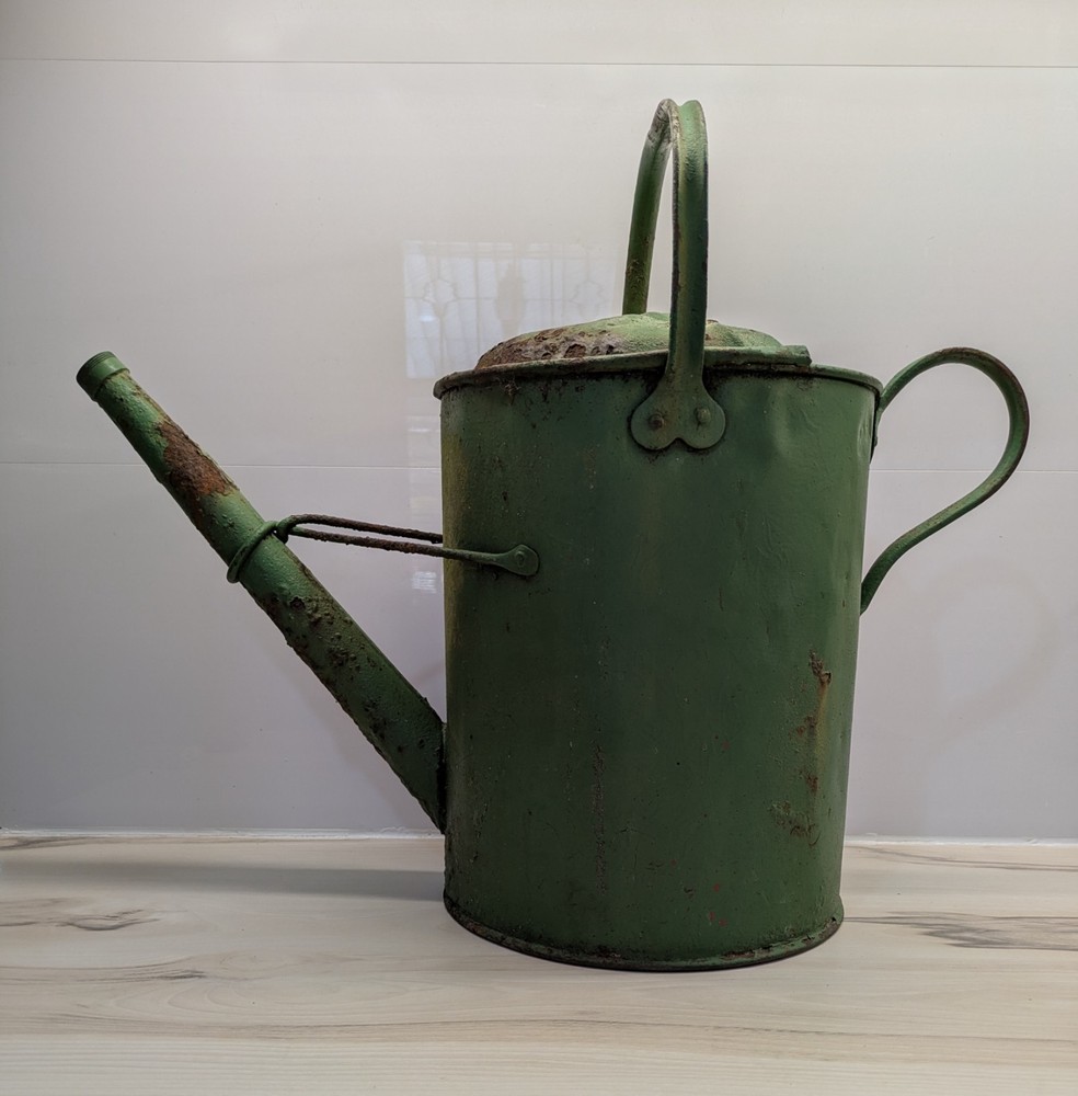 Vintage Green Rustic Metal Watering Can