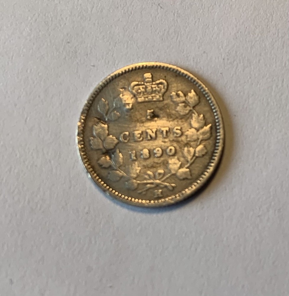 1890h Victoria Canada Silver Five Cents